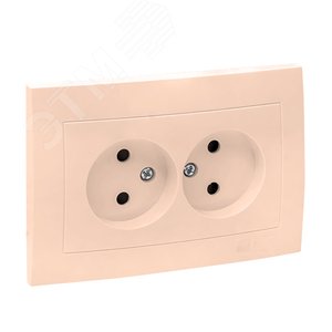 Валенсия розетка 2-местная б/з 10А кремовая с защ. штор. 2