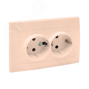 Валенсия розетка 2-местная с/з 16А кремовая с защ. штор. PROxima 2