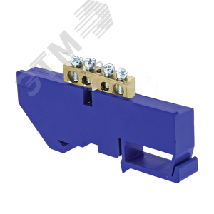 Шина нулевая N 63.04 изолятор на DIN-рейку (латунь)