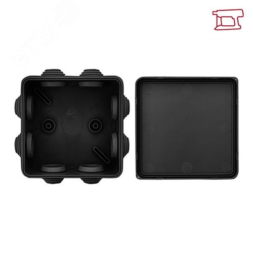 Коробка распределительная КМР-030-031 с крышкой 85x85x40) для прямого монтажа 8 мембр. вводов чёрная IP55 розн. стикер EKF 6