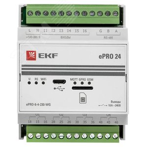 Контроллер базовый ePRO удаленного управления     6вх4вых 230В WiFi GSM EKF PROxima (ePRO-6-4-230-WG) - фото 3