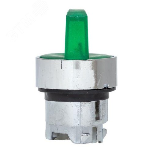 Механизм переключателя исполнительный XB4 зеленый на 2 положения возвратный без фиксации с подсветкой с короткой ручкой PROxima 6