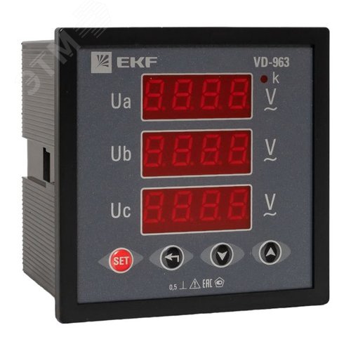 Вольтметр цифровой на панель 96х96 трехфазный PROxima - EKF