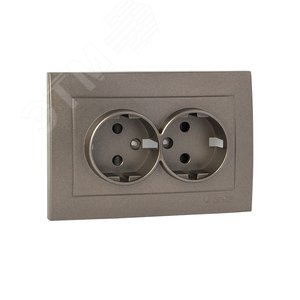 Валенсия лицевая панель розетки 2-местной с/з 16А графит с защ. штор. 2