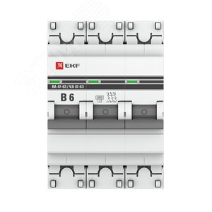 Выключатель автоматический трехполюсный 6А B ВА 47-63 6кА PROxima (mcb4763-6-3-06B-pro) 2
