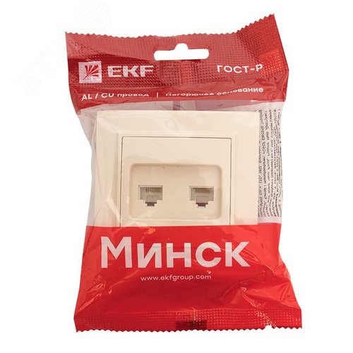 Розетка RJ-45 Минск двухместная СП бежевая - фото 2