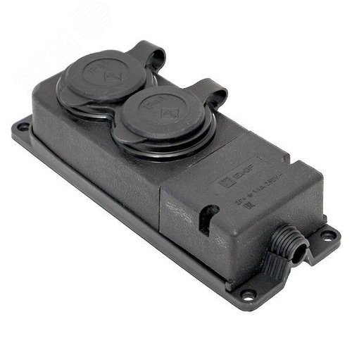 Роз. двухмест. с защит. крышками каучуковая 230В 2P+PE 16A IP44 EKF DIY (RPS-018-16-230-44-r) - EKF