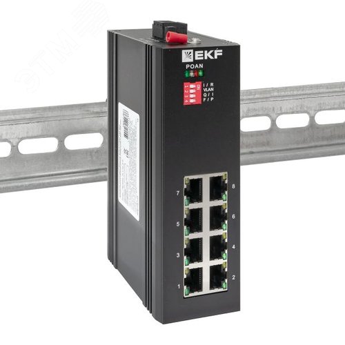 Коммутатор промышленный неуправляемый U-8GTP, 8 портов 10/100/1000Base-T(X) RJ45 c PoE, монтаж на динрейку TSX EKF - фото 2