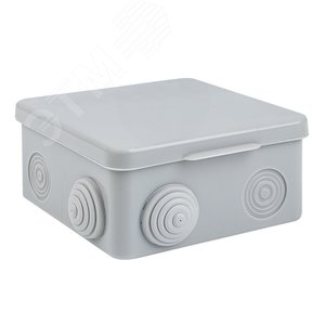 Коробка распределительная КМР-030-014 с крышкой (100х100х50) для прямого монтажа, 10 мембр. вводов серая IP55 розн. стикер EKF