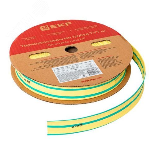 Трубка термоусаживаемая ТУТ нг 20/10 жел-зел рулон PROxima 4