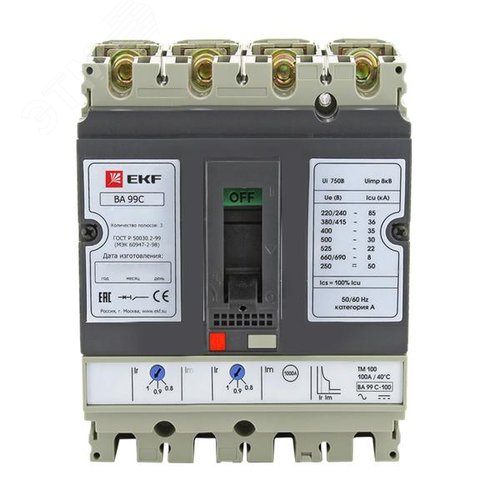 Выключатель автоматический ВА-99C (Compact NS) 100/32А 3P+N 35кА - EKF