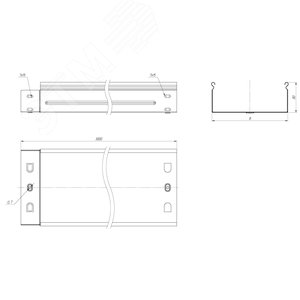 Лоток неперфорированный металлический 80х600х3000-1.0 мм (6м) 2