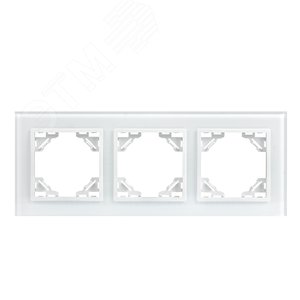 Минск Рамка 3-местная стеклянная белая EKF Basic (ERM-G-403-10) - EKF