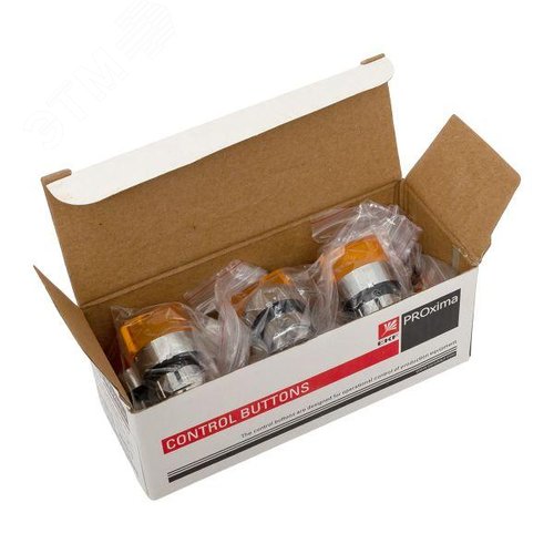 Механизм переключателя исполнительный XB4 желтый на 3 положения возвратный без фиксации с подсветкой с короткой ручкой PROxima 10