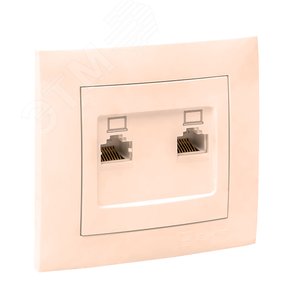 Валенсия розетка компьютерная RJ-45 2-местная кремовая - фото 2