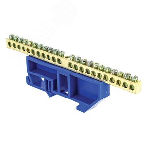 Шина нулевая N 63.22 изолятор на DIN-рейку (латунь)