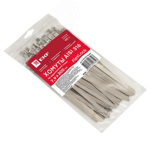 Хомут AISI 316 из нержавеющей стали, 7.9x200 (100 шт.) FlexLock PROxima (plc-fl-tss-316-7.9x200) - фото 2