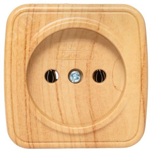 Розетка 1-местная ОП Минск 10А без заземления светлое дерево 2