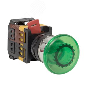 Кнопка AELA-22 Грибок зеленая с подсветкой NO+NC 380В (pbn-aela-1g-380) 3