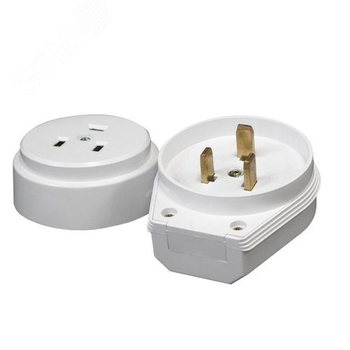 Разъем РШ-ВШ 32А 250В 2P+PE(ОУ) пластиковый белый Simple - EKF