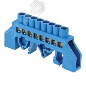 Шина 0 8х12 мм 125 Ампер 8х12 12 отверстий/нейлон корпус на DIN-рейку латунь PROxima 2