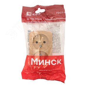 Розетка 2-местная ОП Минск 10А без заземления светлое дерево - фото 3