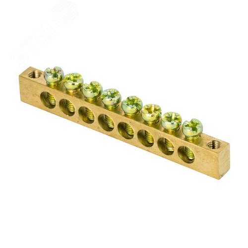 Шина PEN ноль-земля 6х9мм 8 отверстий латунь крепеж по краям розничный стикер PROxima