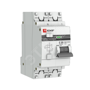 Автомат дифференциальный АД-32 1P+N 25А/30мА (тип А) PROxima (DA32-25-30-a-pro)