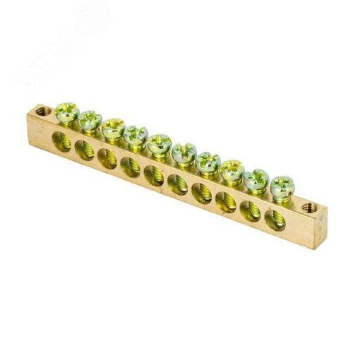 Шина PEN ноль-земля 6х9мм 10 отверстий латунь крепеж по краям PROxima