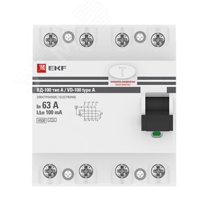 Устройство защитного отключения ВД-100 4P 63А/100мА электронный тип A PROxima 2
