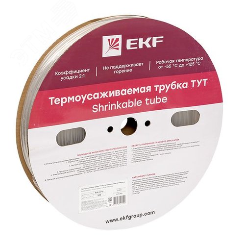 Термоусаживаемая трубка ТУТ 6/3 прозрачная рулон PROxima - EKF
