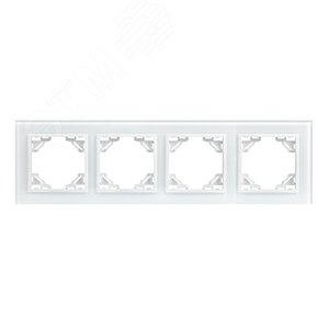 Минск Рамка 4-местная стеклянная белая EKF Basic (ERM-G-404-10)