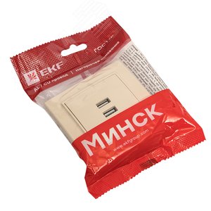 Розетка Минск USB 2-местная СП 2,1А бежевая 3