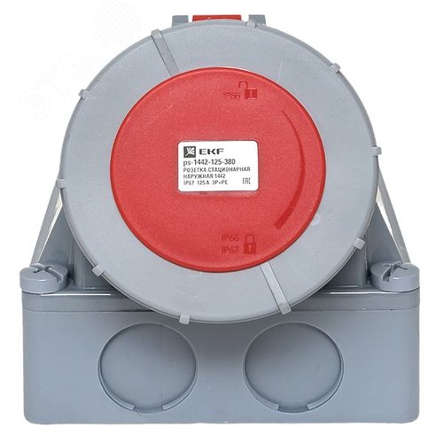 Розетка стационарная наружная 1442 3Р+РЕ 125А 380В IP67 PROxima - фото 2