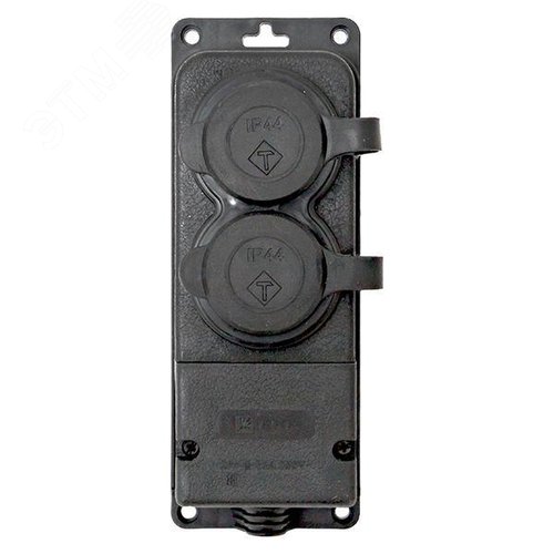 Роз. двухмест. с защит. крышками каучуковая 230В 2P+PE 16A IP44 EKF DIY (RPS-018-16-230-44-r) - фото 3