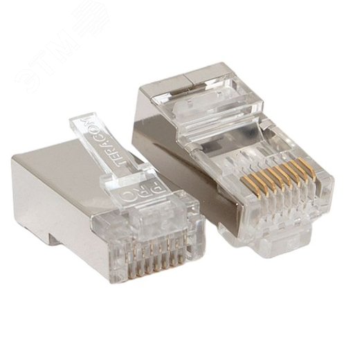 Коннектор RJ-45 TERACOM PRO экранированный 8P8C 30мкд Cat.6 (упак.20шт) - EKF