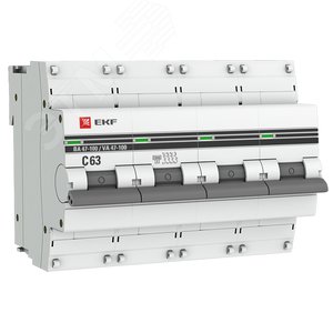 Выключатель автоматический ВА 47-100 4P 63А (C) 10kA PROxima - EKF