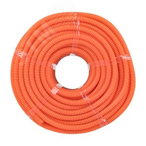 Труба ПНД гибкая гофр. д.16мм, тяжёлая с протяжкой, 100м, цвет оранжевый 2