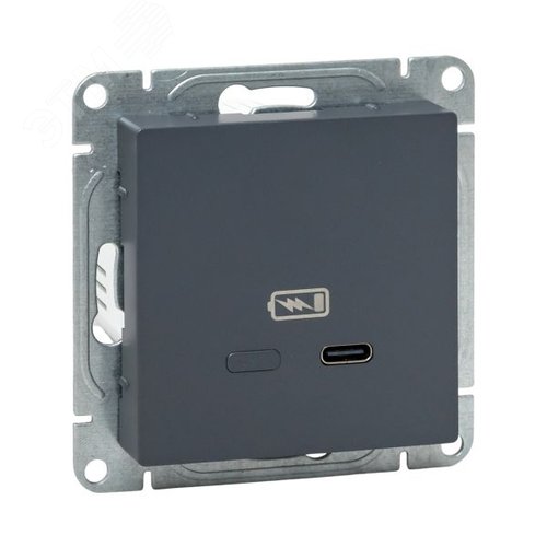 Механизм розетки USB-С  быстрая  графит Эпика EKF - EKF