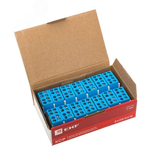 Клемма распределительная КСР с двойным винтом 2x25/2x16 синяя PROxima - фото 11