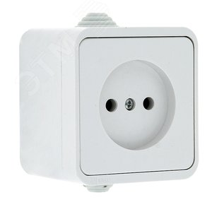 Прага Розетка 10А без заземления IP44 белая - EKF