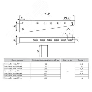 Консоль без опоры 200 мм (1,5 мм) HDZ 2