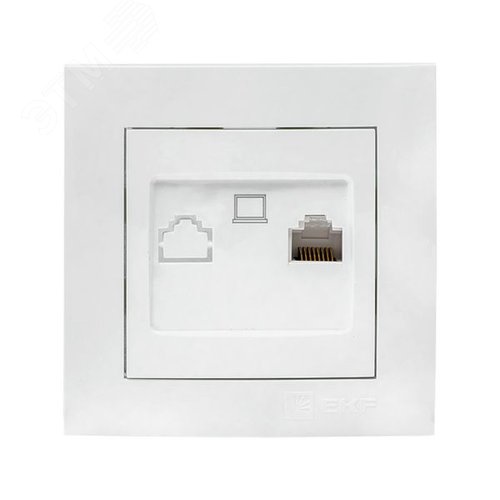 Валенсия розетка компьютерная RJ-45 1-местная белая - EKF