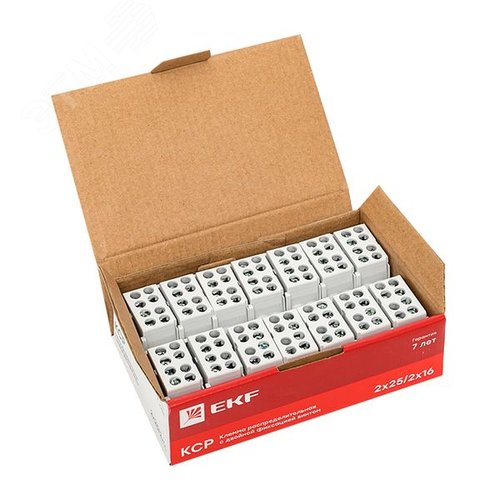 Клемма распределительная КСР с двойным винтом 2x25/2x16 серая PROxima - фото 9