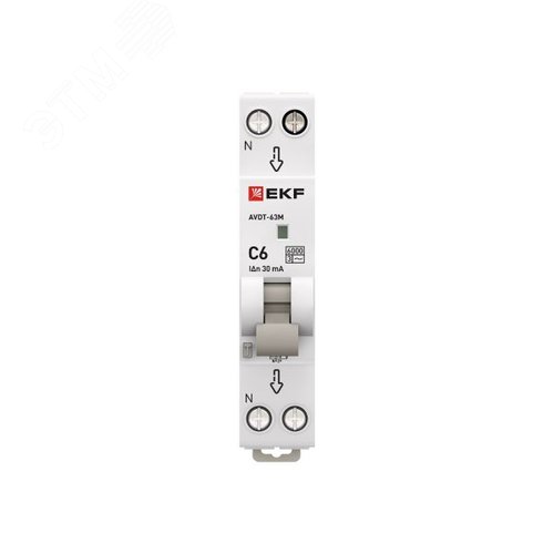 Выключатель автоматический дифференциального тока АВДТ-63М 1P+N (18 м) 6А 30мА характеристика C тип АС электронный 6кА PROXIMA 3