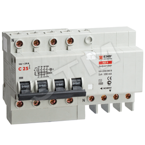 Выключатель автоматический дифференциальный АД-4S 4п 50А 300мА С (DA4-50-300S)