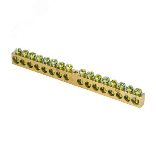 Шина PEN ноль-земля 8х12мм 16 отверстий латунь крепеж по центру PROxima