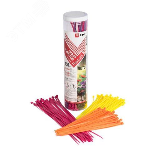 Набор хомутов цветных Лето (450 шт.) 2.5х100 3.6х200 3.6х300 FlexLock PROxima (plc-fl-set-su)