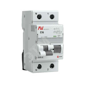 Автомат дифференциальный DVA-6 1P+N 2А (C) 30мА (A) 6кА AVERES (rcbo6-1pn-2C-30-a-av) - EKF