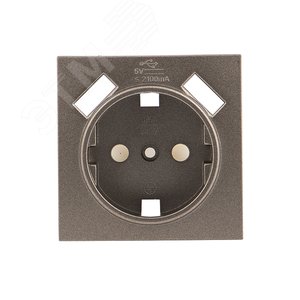 Валенсия лицевая панель розетки 1-местной с/з 16А графит с защ. штор. с 2 USB 2,1А